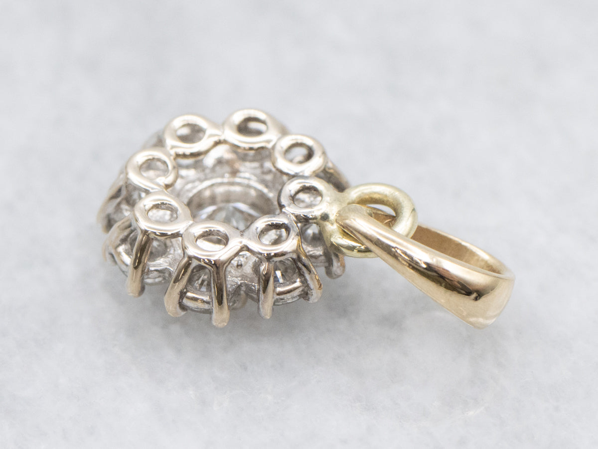 Floral Diamond Cluster Gold Pendant