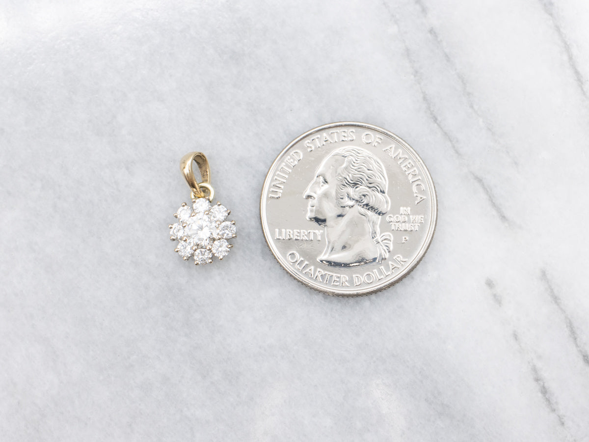 Floral Diamond Cluster Gold Pendant