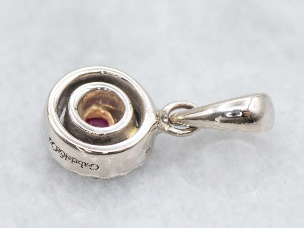 Ruby Diamond Double Halo Pendant