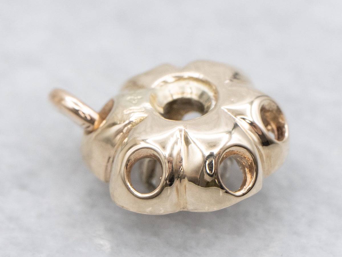 Golden Floral Diamond Solitaire Pendant