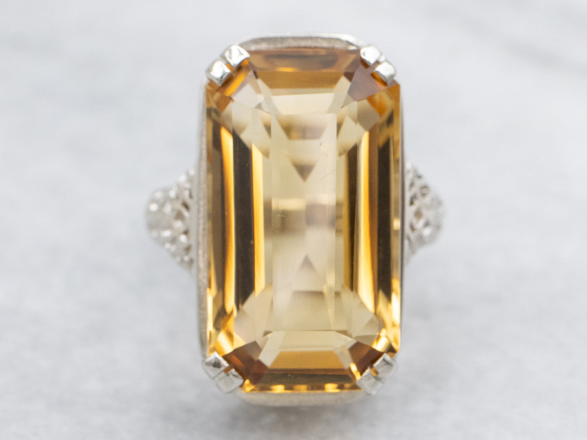 Antique Gold Filigree Citrine Ring