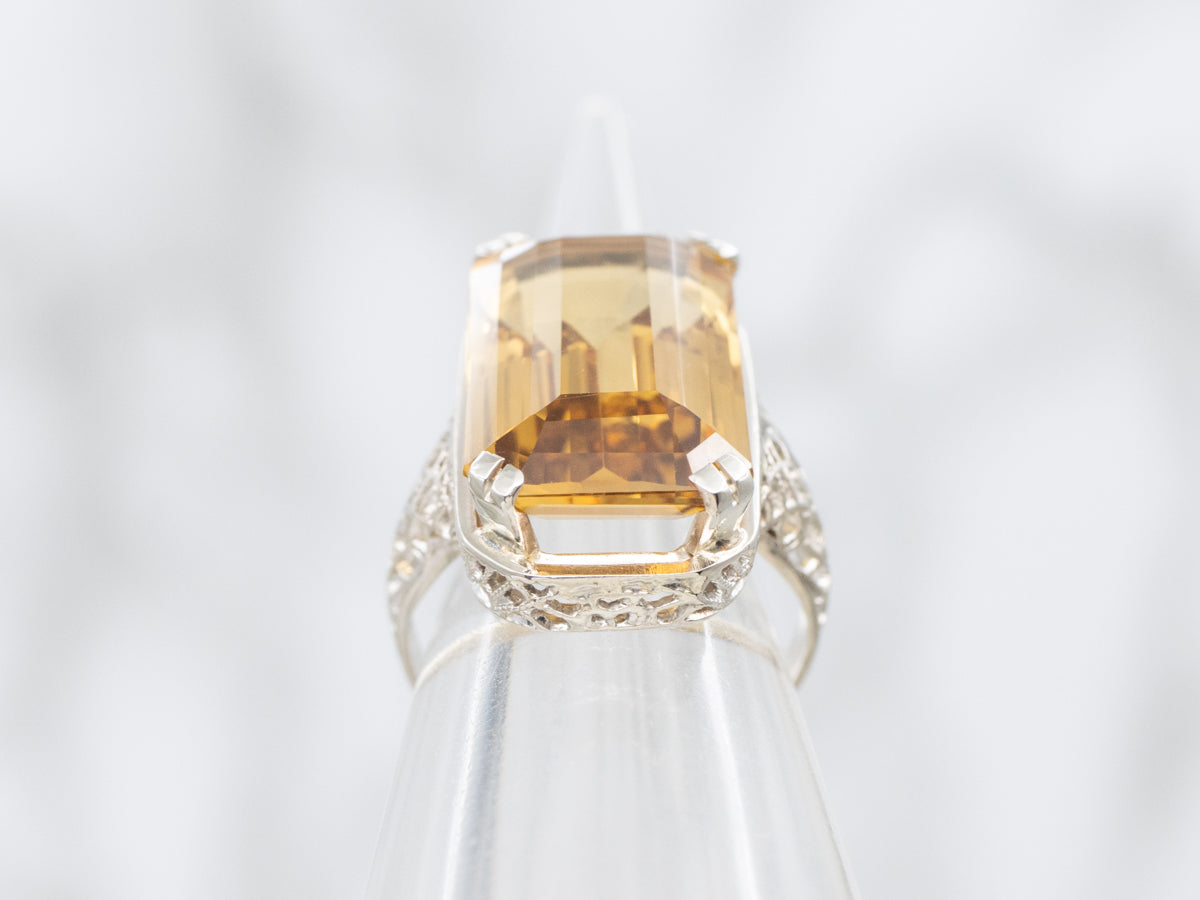 Antique Gold Filigree Citrine Ring