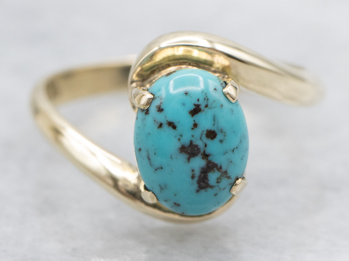 Polished Gold Turquoise Bypass Ring