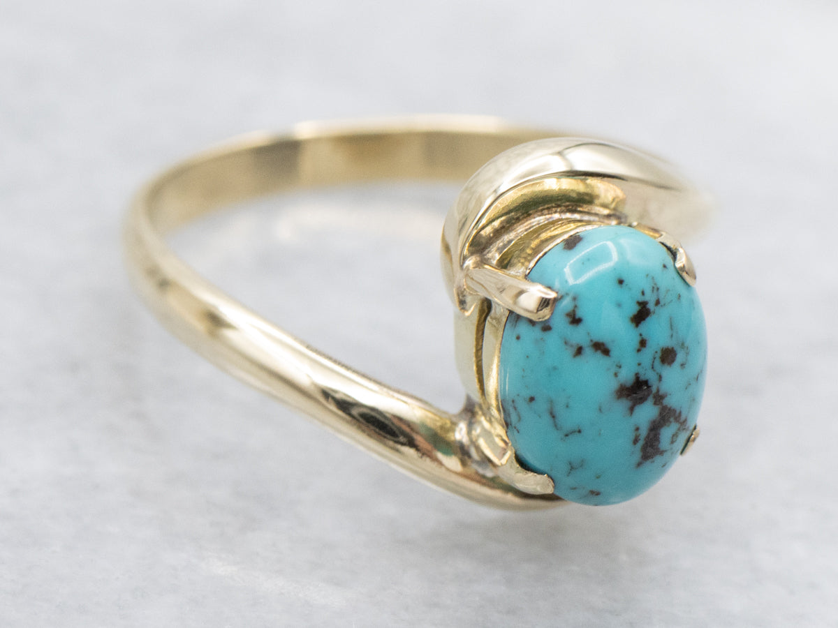 Polished Gold Turquoise Bypass Ring