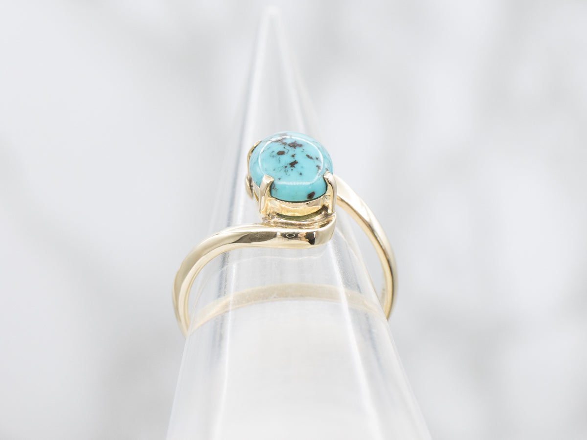 Polished Gold Turquoise Bypass Ring