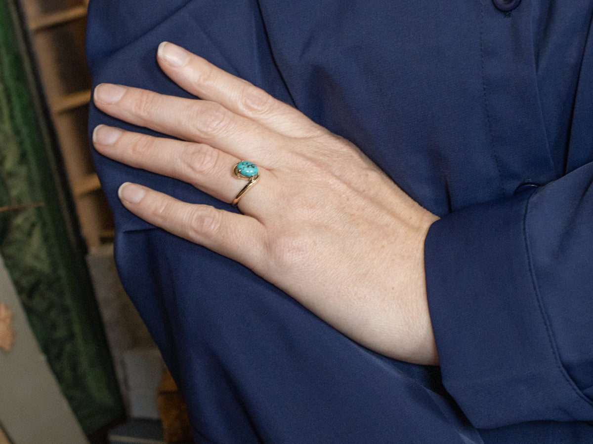 Polished Gold Turquoise Bypass Ring