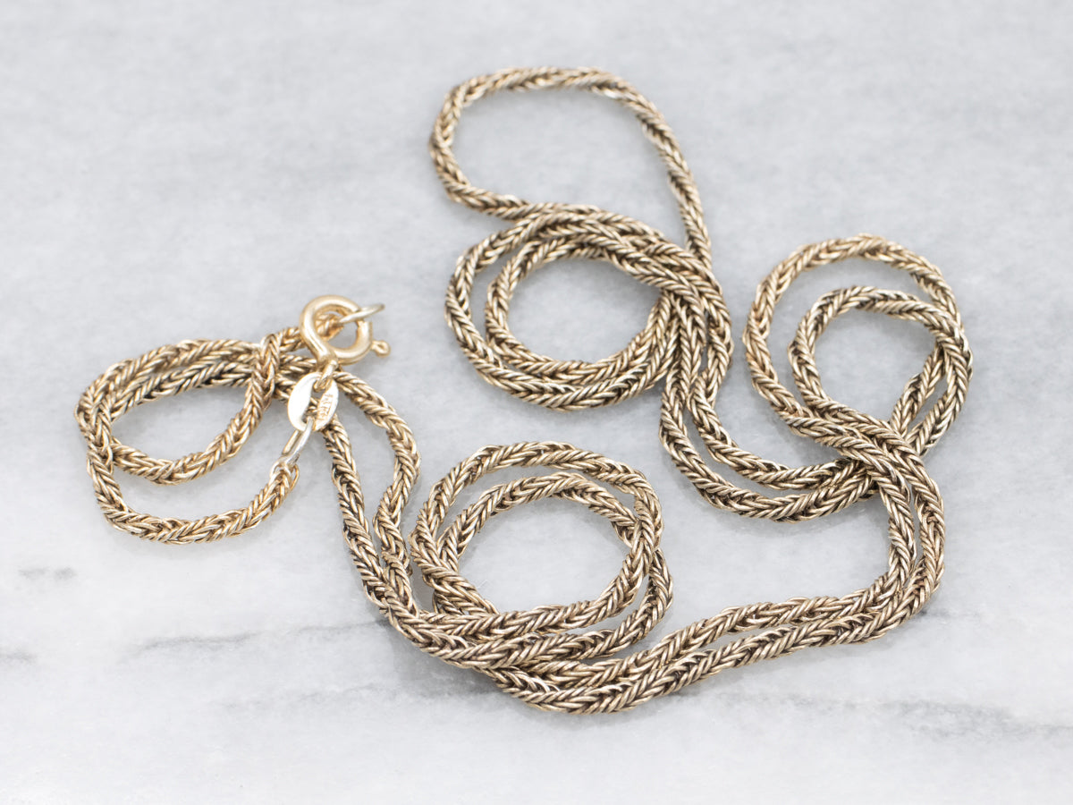 Long Yellow Gold French Rope Twist Chain