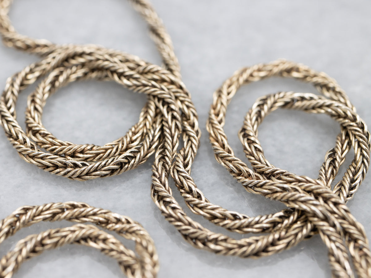 Long Yellow Gold French Rope Twist Chain