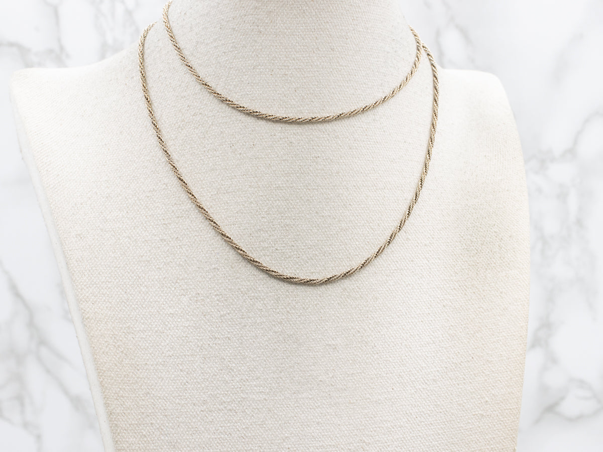 Long Yellow Gold French Rope Twist Chain