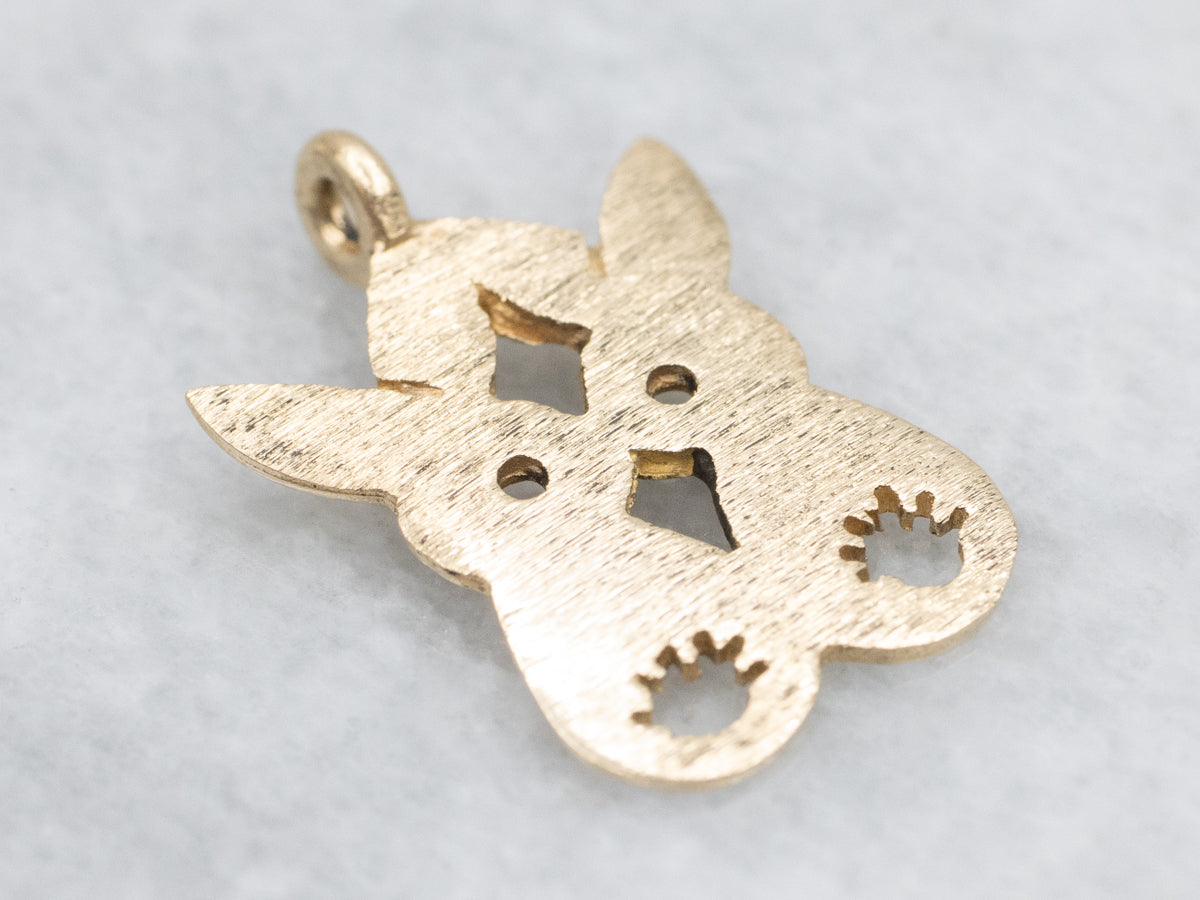 Kissing Bunnies Gold Silhouette Charm
