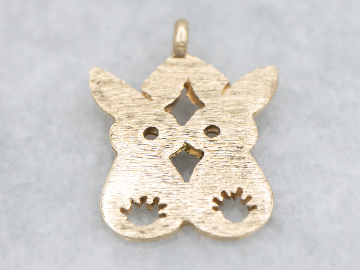 Kissing Bunnies Gold Silhouette Charm
