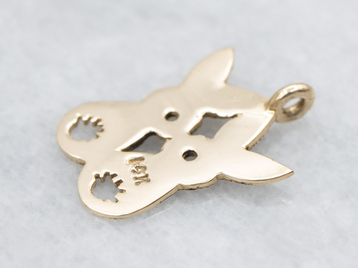 Kissing Bunnies Gold Silhouette Charm