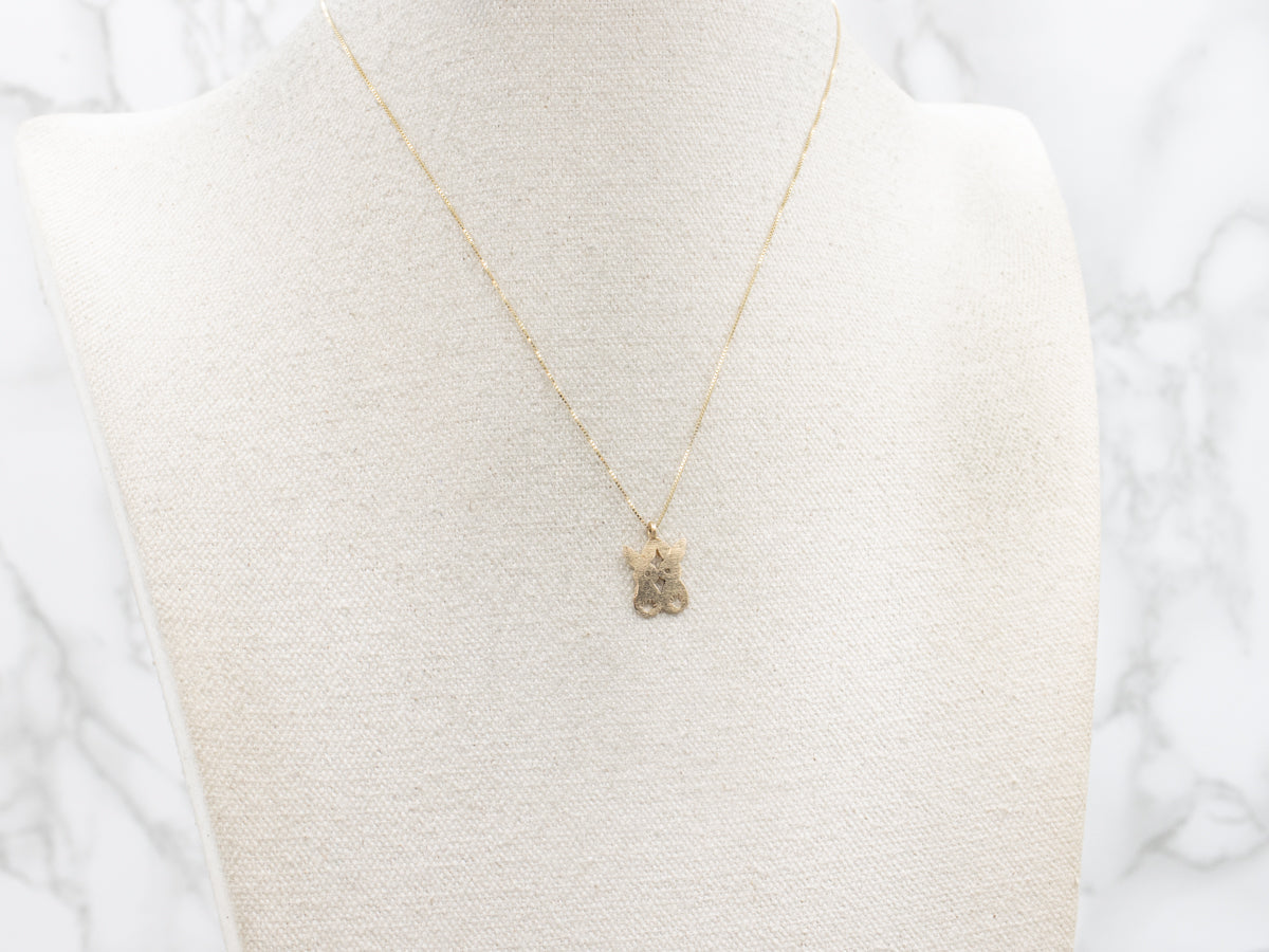 Kissing Bunnies Gold Silhouette Charm