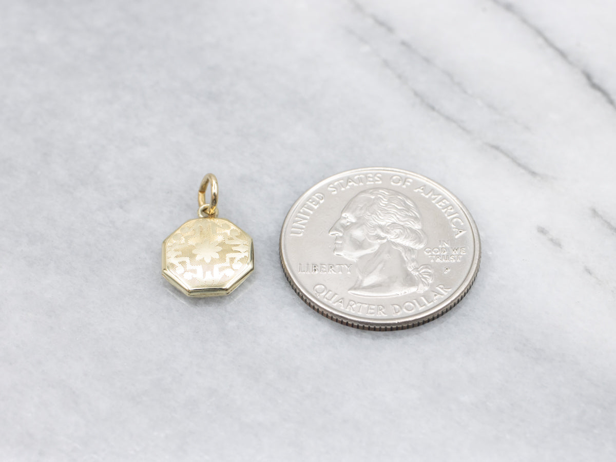 Etched Gold Monogram "MOB" Floral Charm Pendant