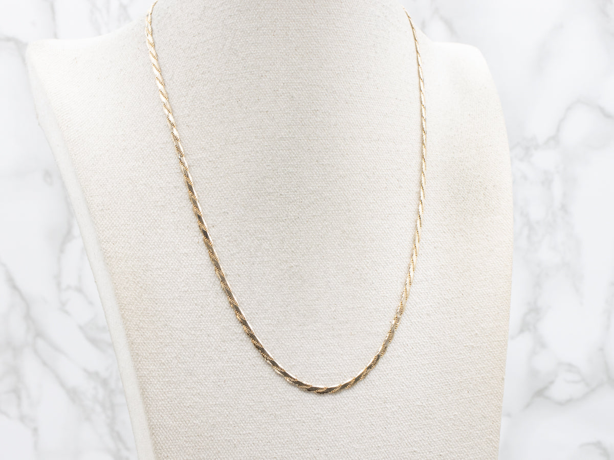 Long Flat Yellow Gold Rope Chain
