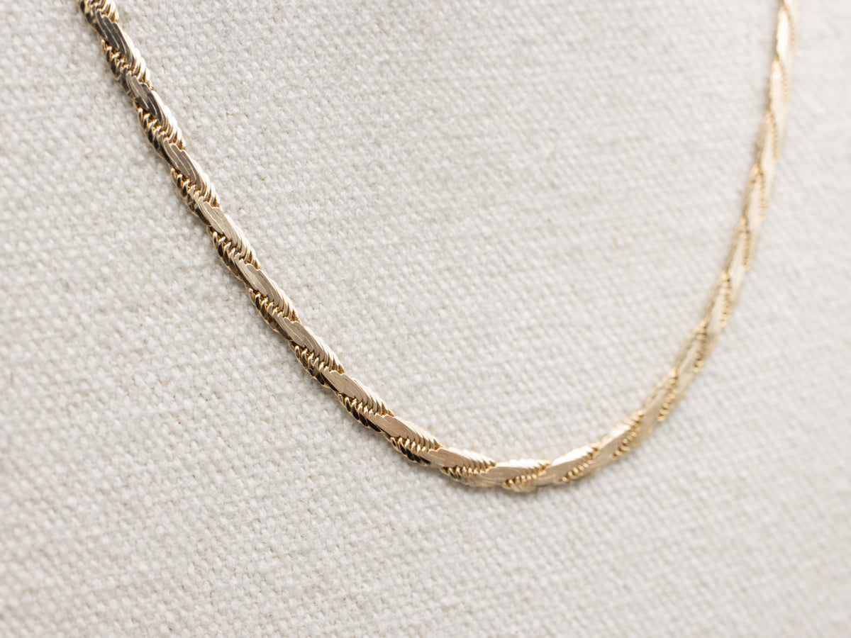 Long Flat Yellow Gold Rope Chain