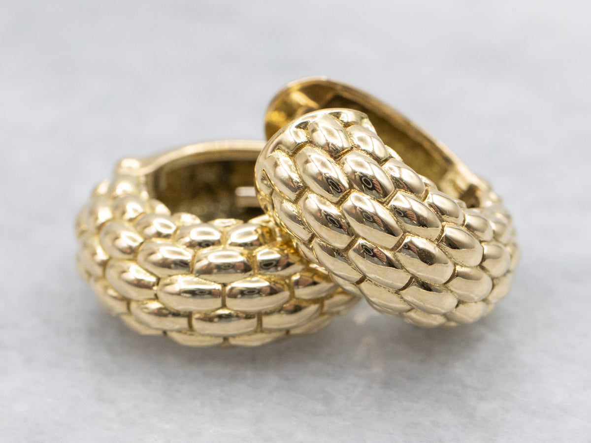 Designer Gold Fope "Love Nest" Hoop Earrings