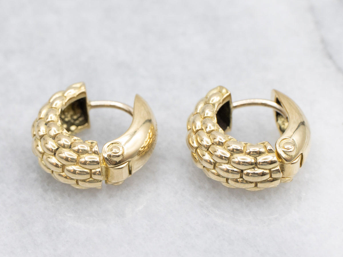 Designer Gold Fope "Love Nest" Hoop Earrings