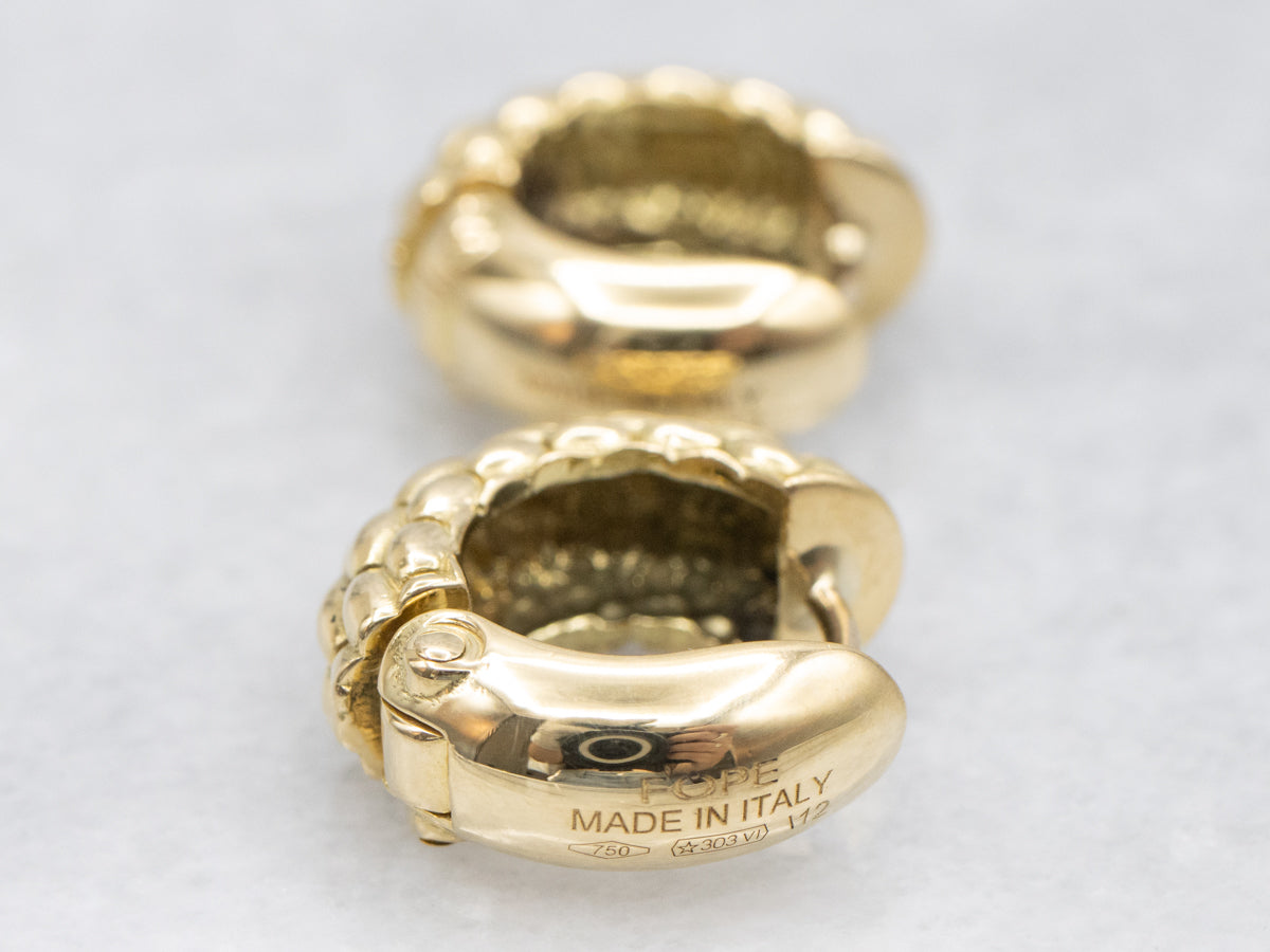 Designer Gold Fope "Love Nest" Hoop Earrings