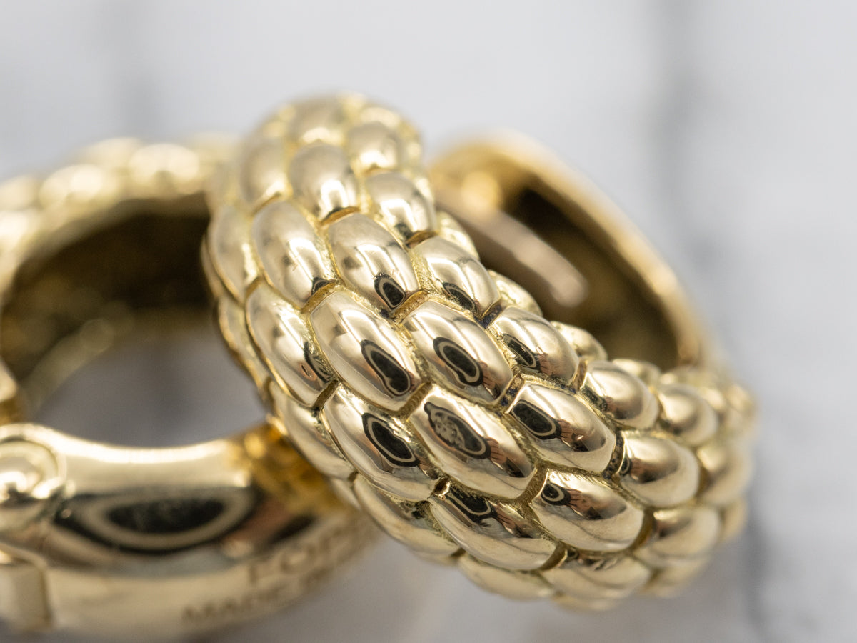 Designer Gold Fope "Love Nest" Hoop Earrings