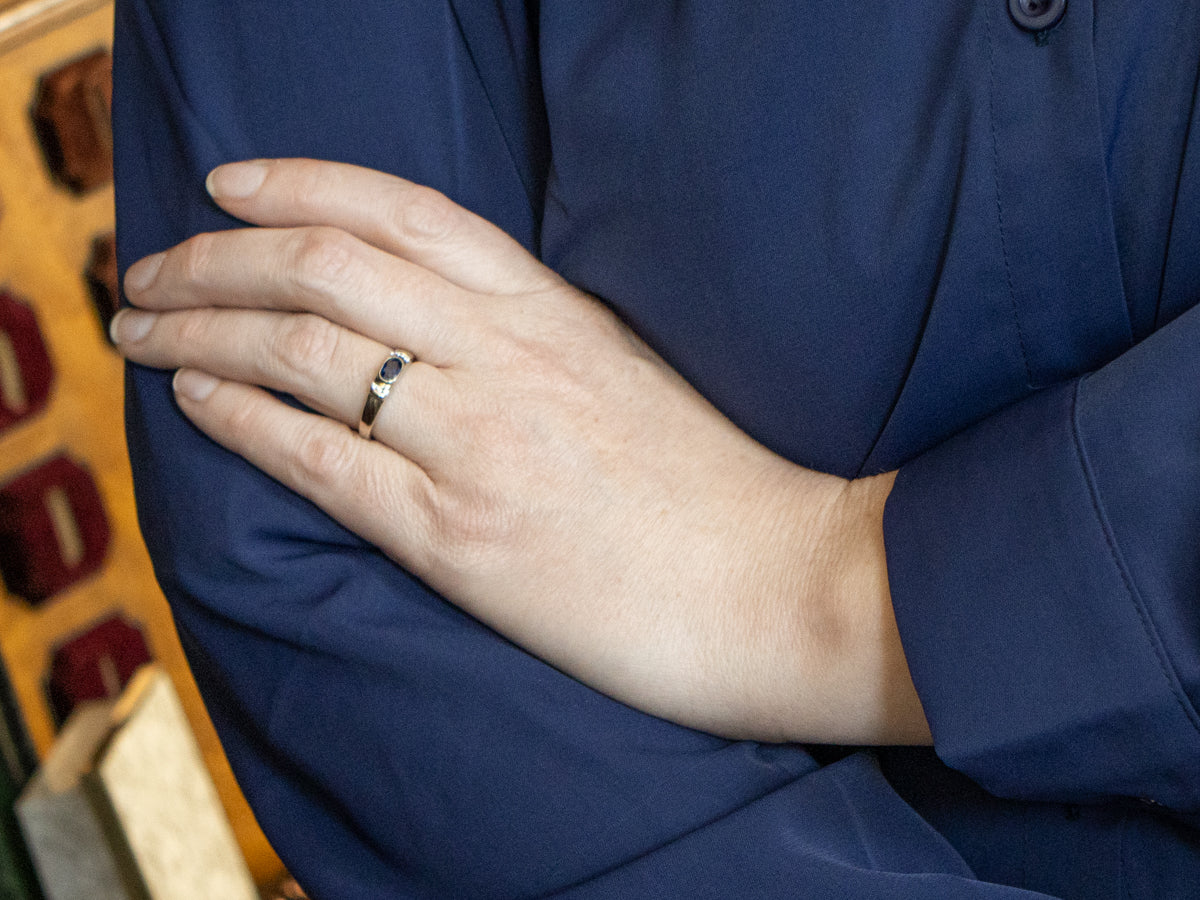 Bezel-Set Sapphire and Diamond Engagement Ring