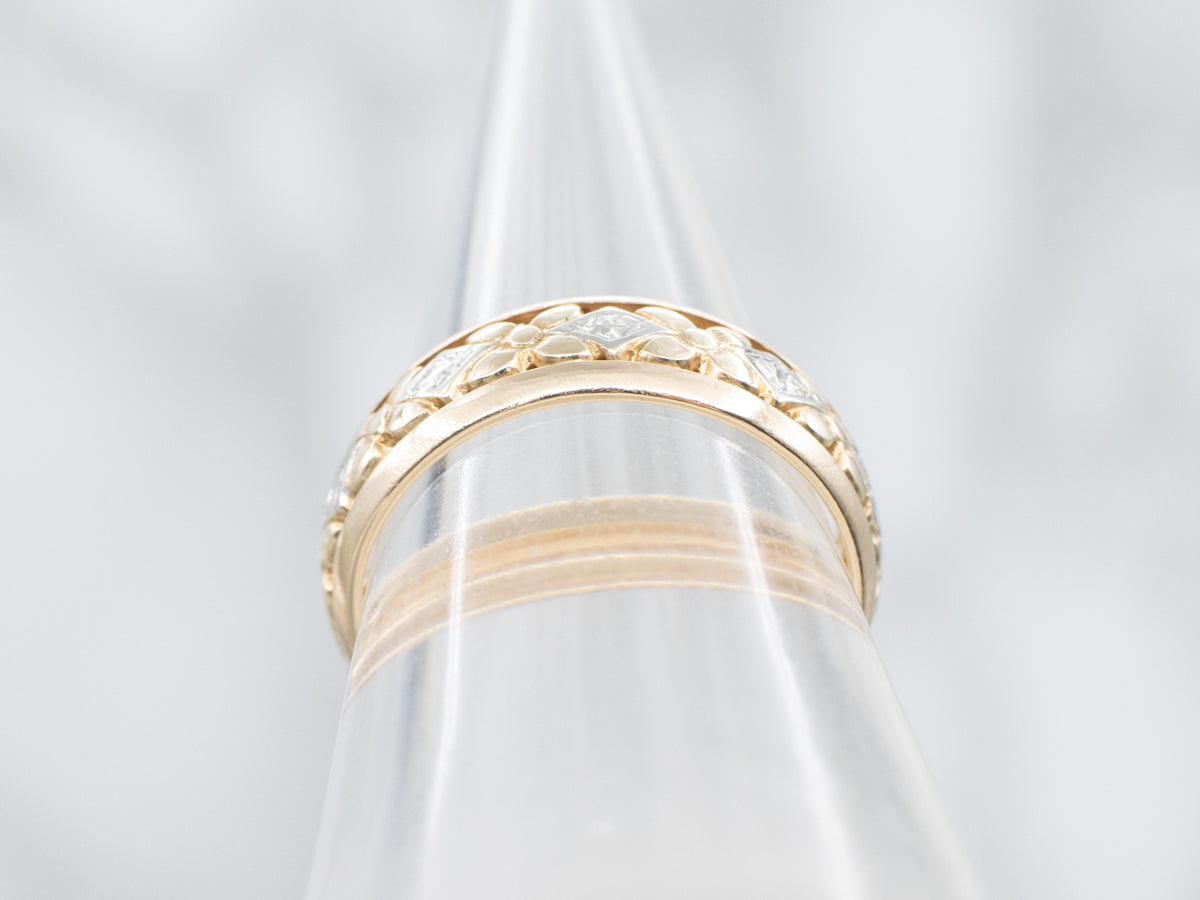 Vintage Two-Tone Gold Floral Patterned Band