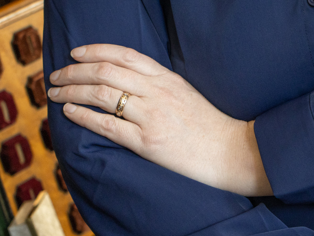 Vintage Two-Tone Gold Floral Patterned Band