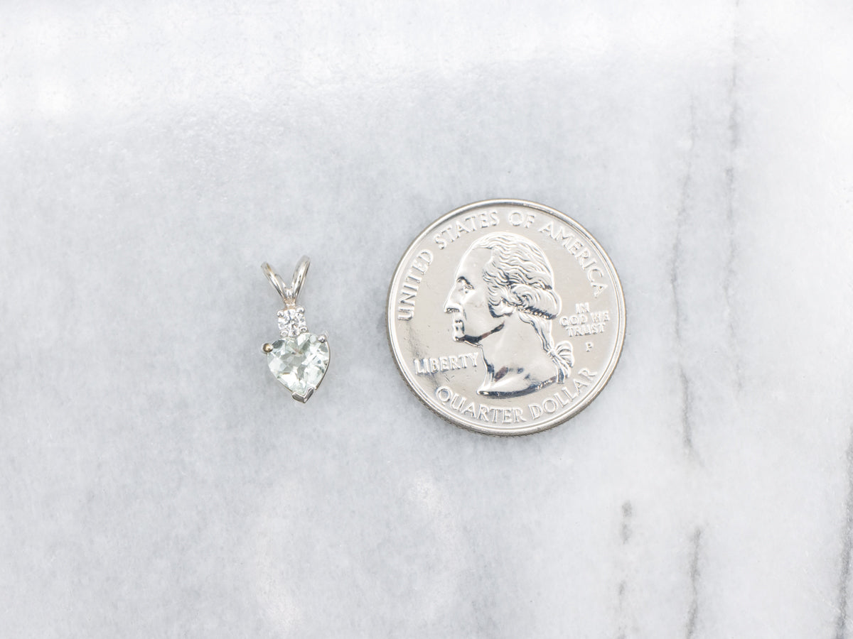 Heart-Cut Prasiolite and Diamond Pendant