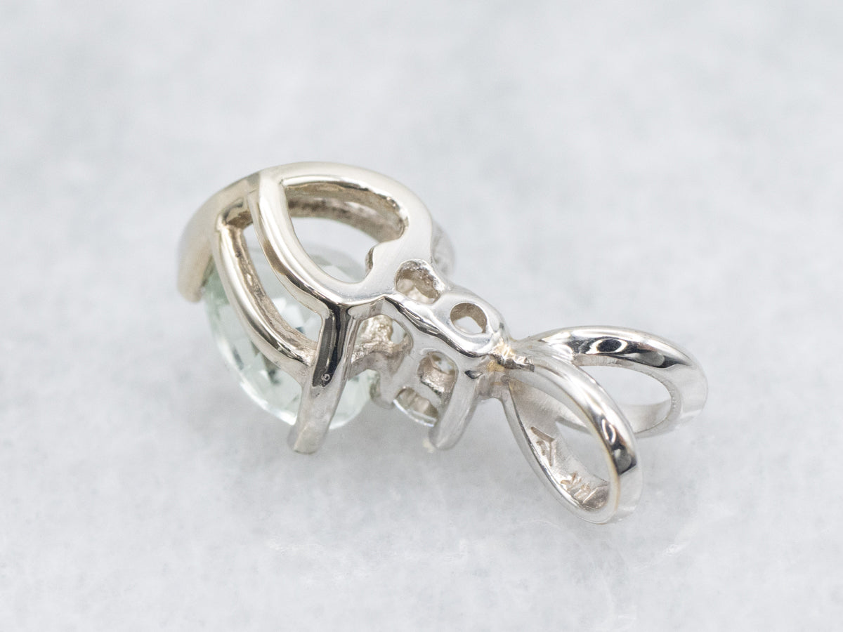 Heart-Cut Prasiolite and Diamond Pendant