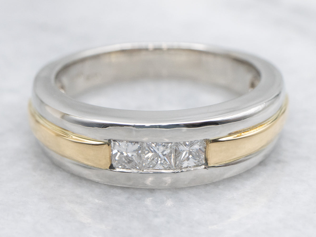 Men's Platinum and Gold Diamond Band
