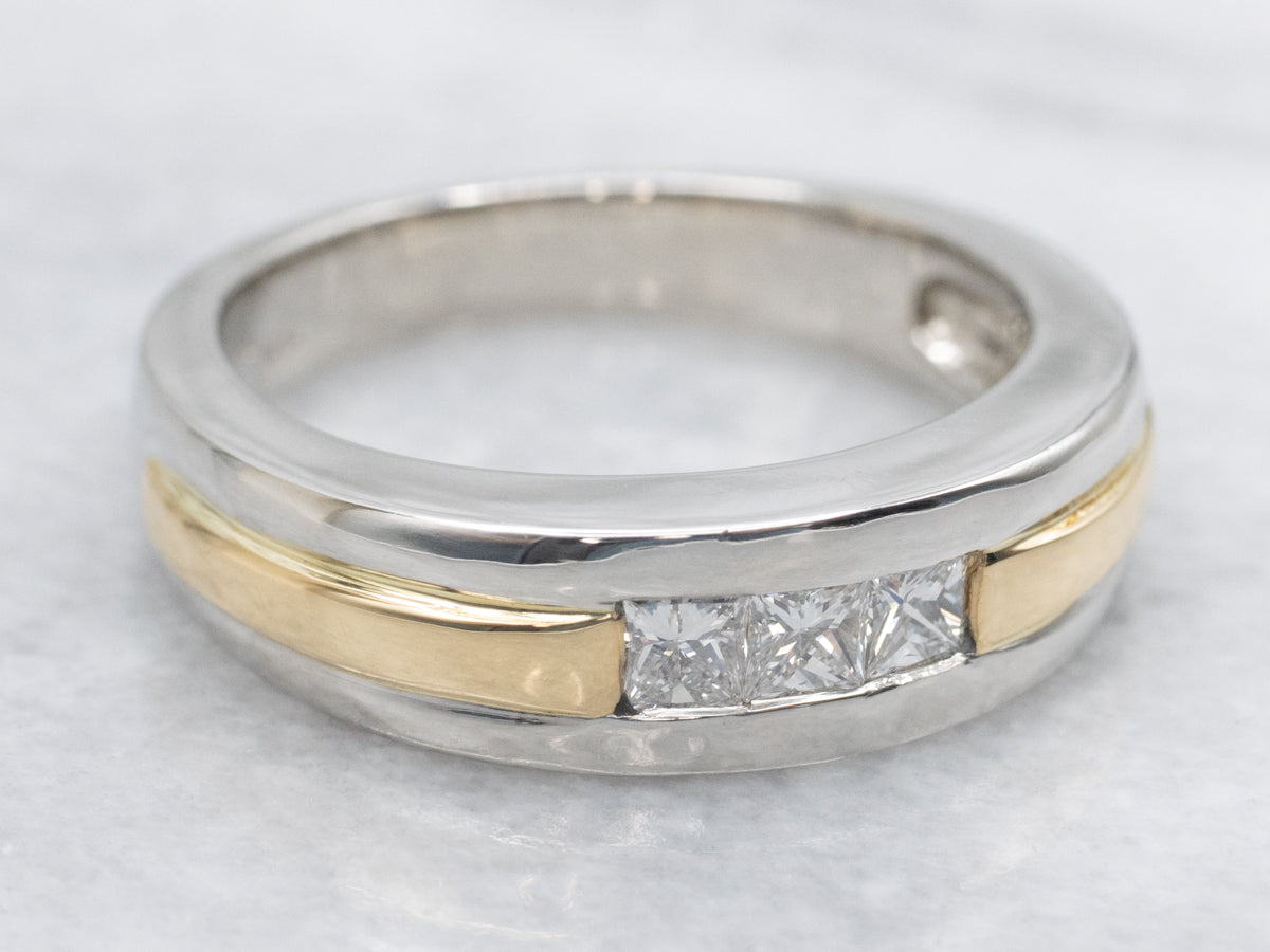 Men's Platinum and Gold Diamond Band