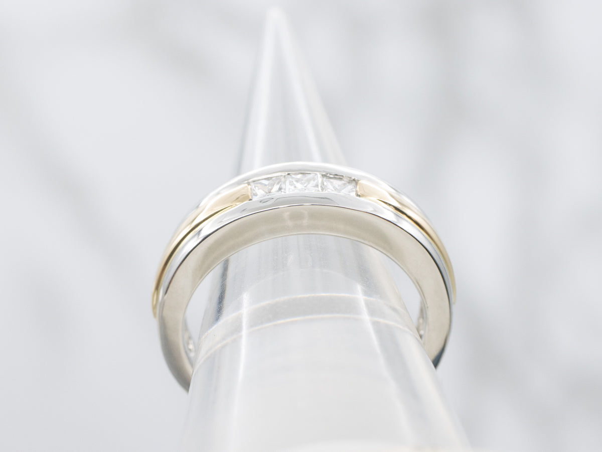 Men's Platinum and Gold Diamond Band