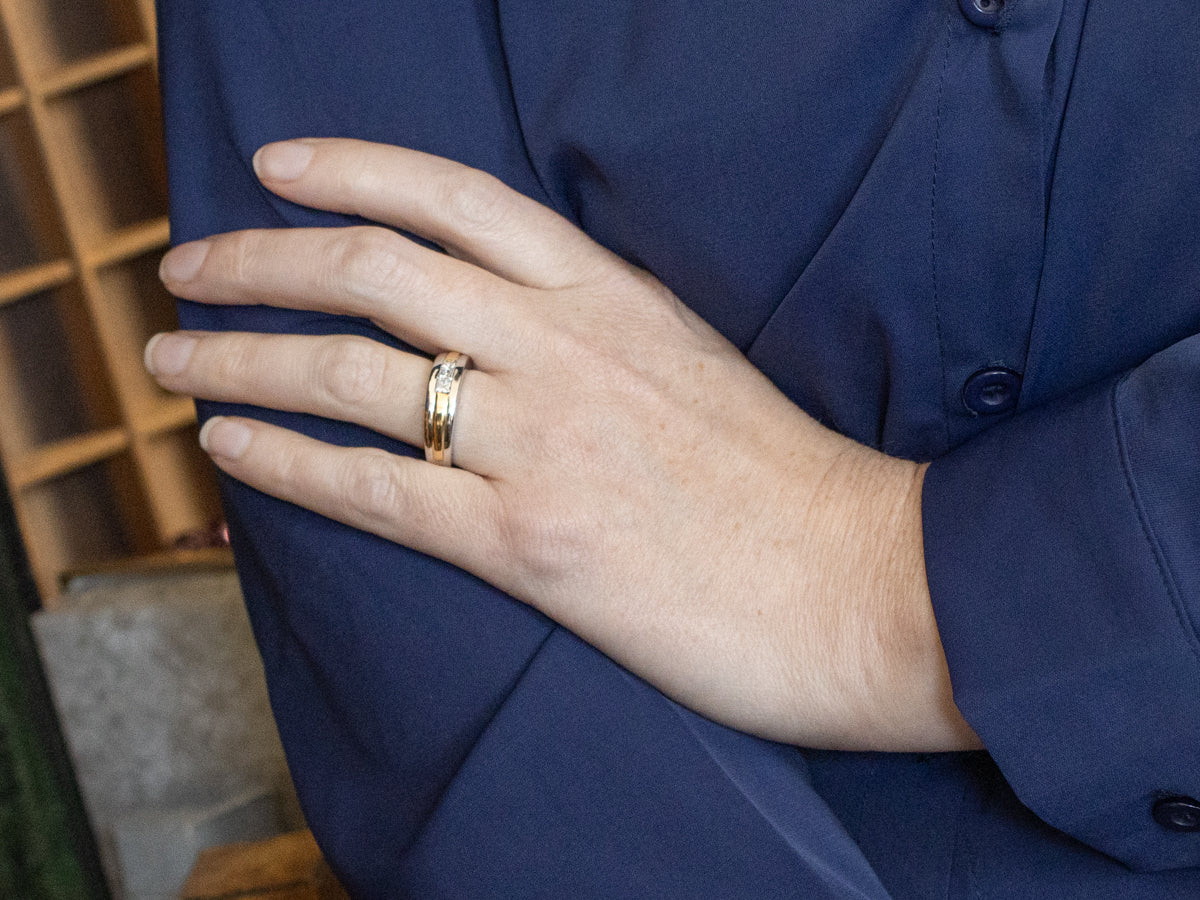 Men's Platinum and Gold Diamond Band