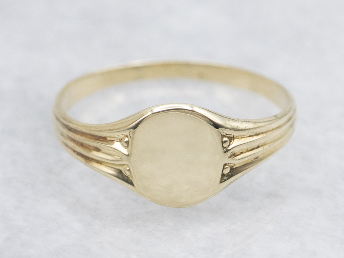 Antique Green Gold Baptism Signet Ring