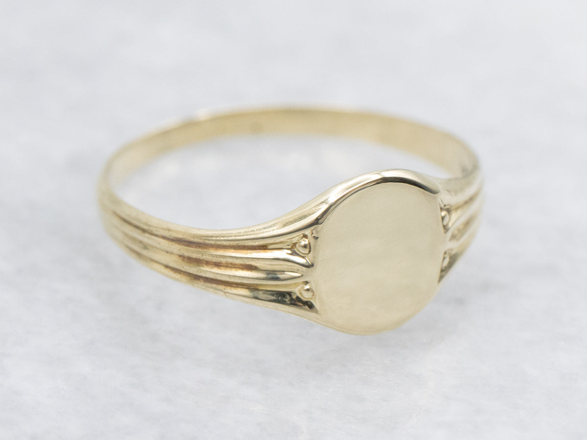 Antique Green Gold Baptism Signet Ring