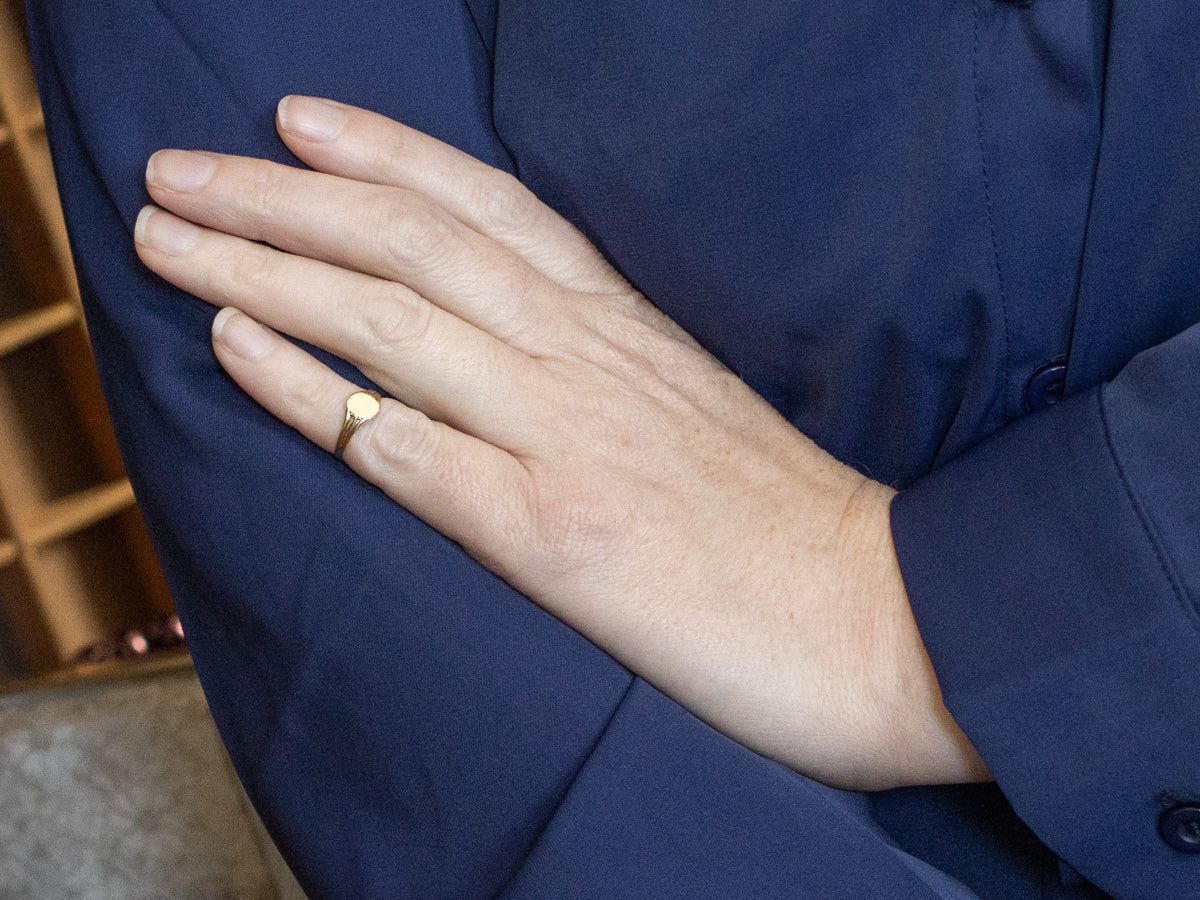 Antique Green Gold Baptism Signet Ring