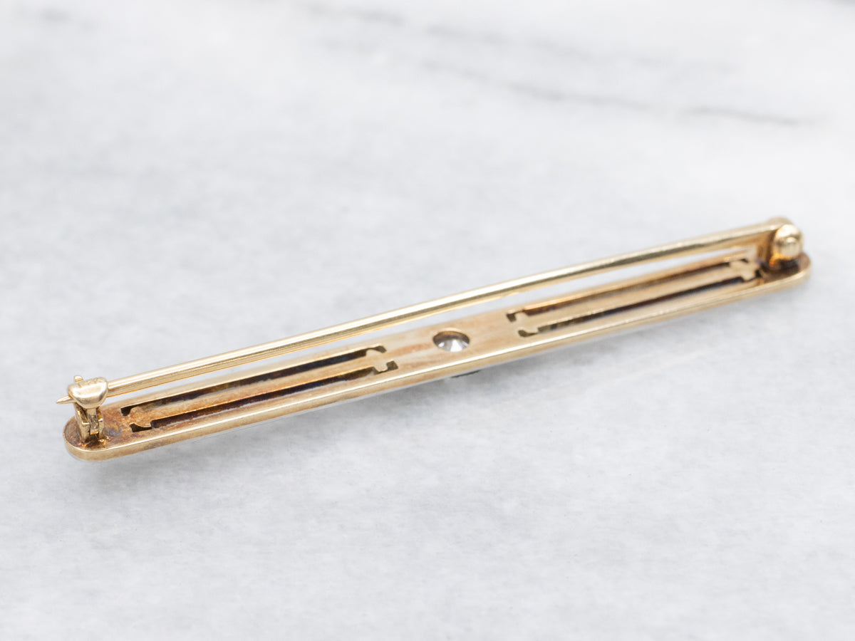 Edwardian Old Mine Cut Diamond Bar Pin
