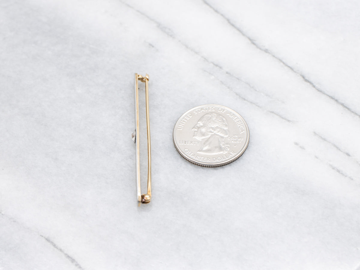 Edwardian Old Mine Cut Diamond Bar Pin