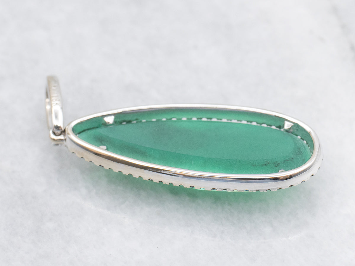 Emerald Doublet and Black Diamond Halo Pendant
