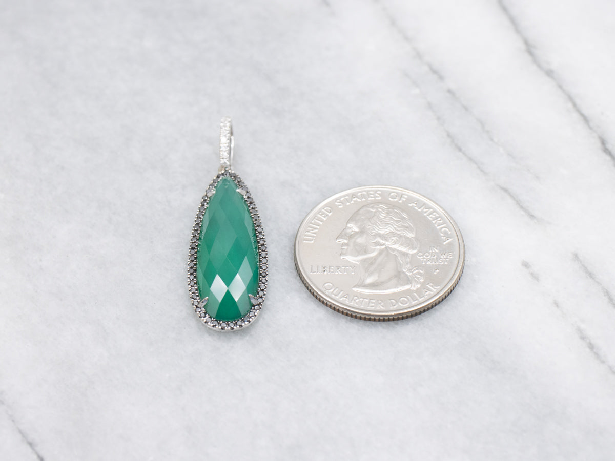 Emerald Doublet and Black Diamond Halo Pendant