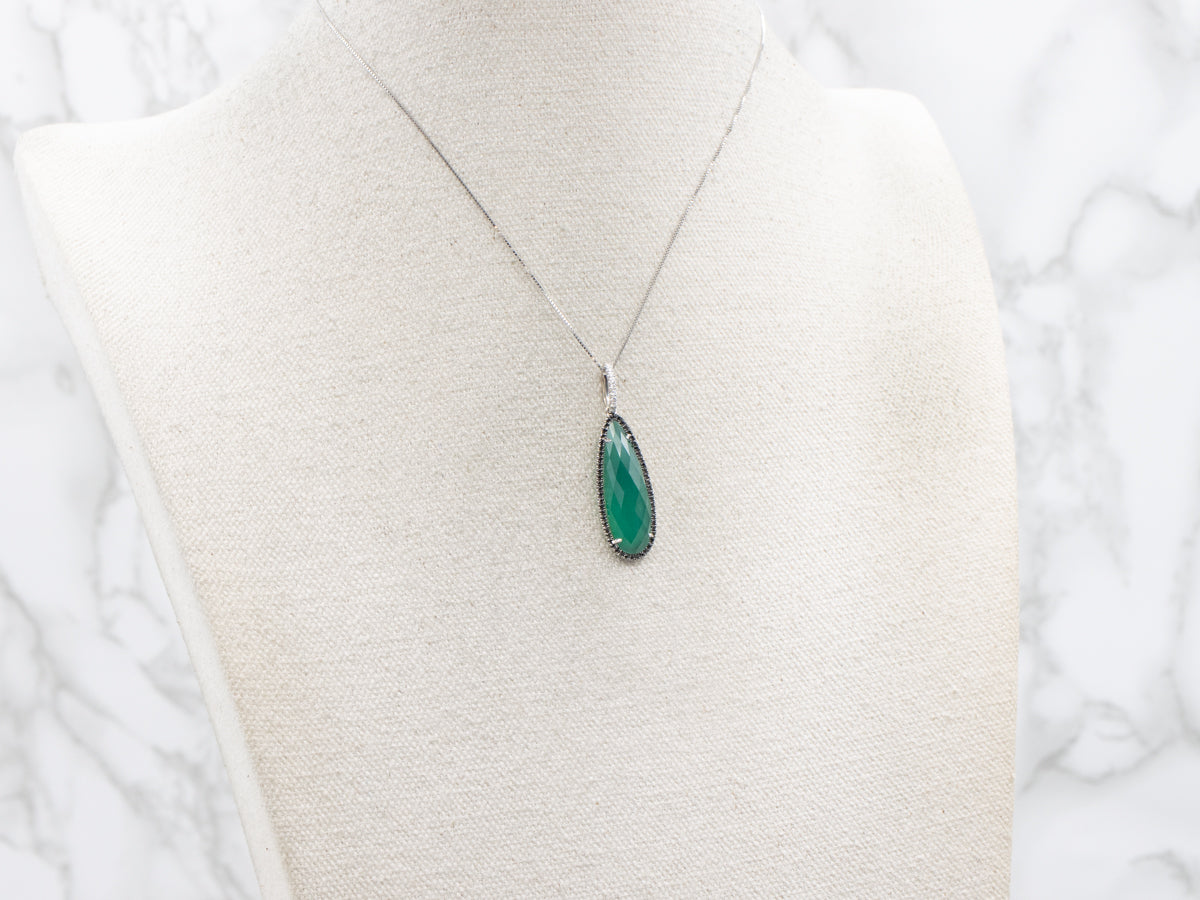 Emerald Doublet and Black Diamond Halo Pendant