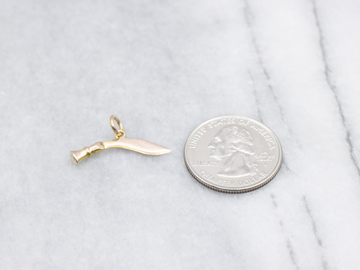 Vintage Polished Gold Machete Knife Charm
