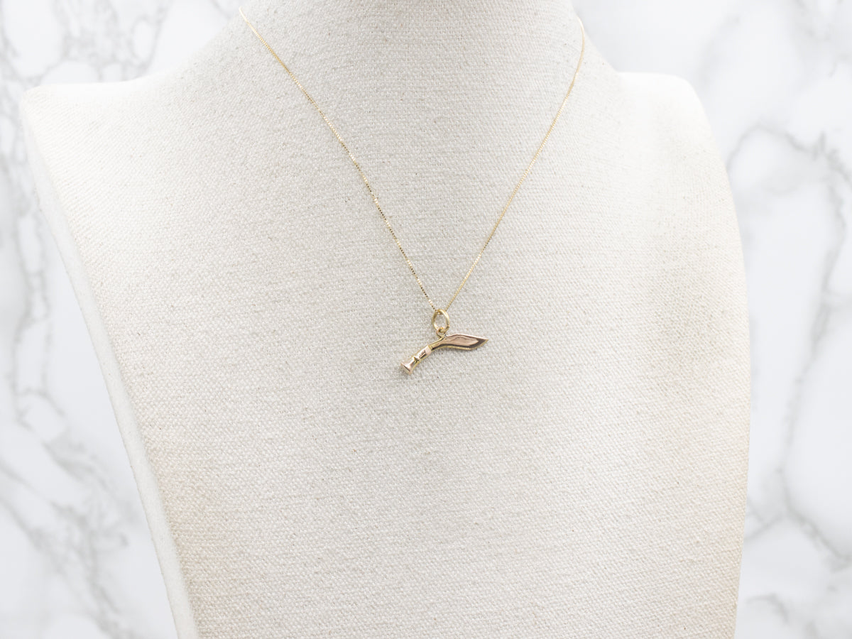 Vintage Polished Gold Machete Knife Charm
