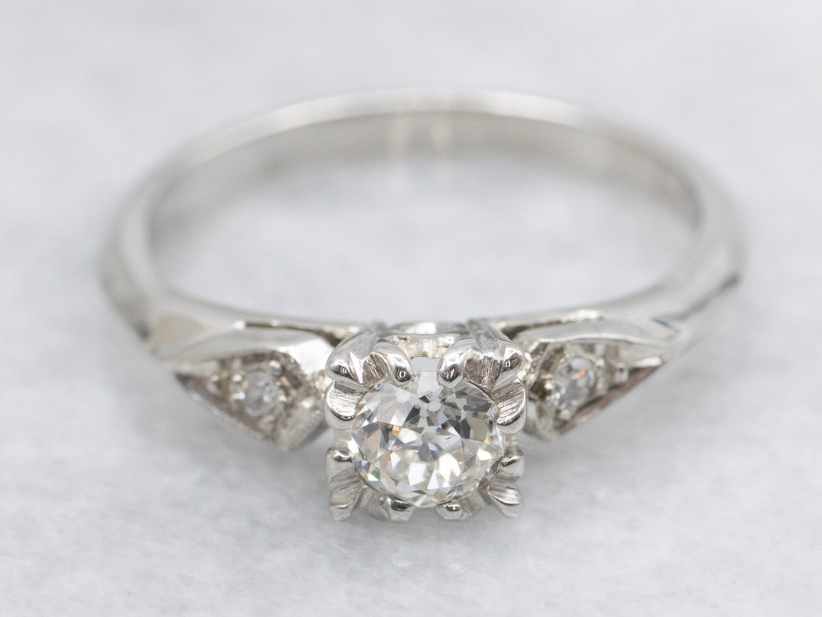 Platinum Old Mine Cut Diamond Engagement Ring