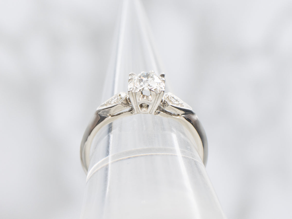 Platinum Old Mine Cut Diamond Engagement Ring