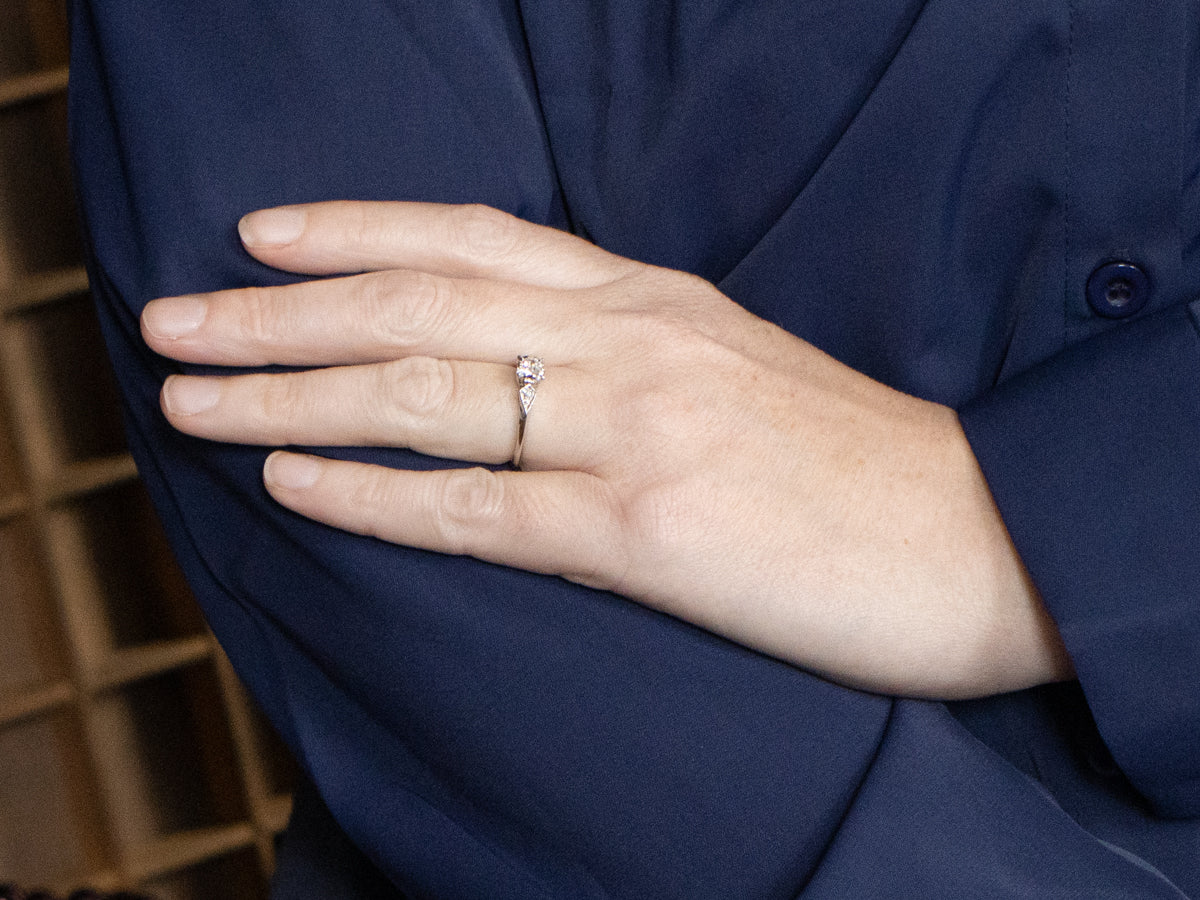 Platinum Old Mine Cut Diamond Engagement Ring