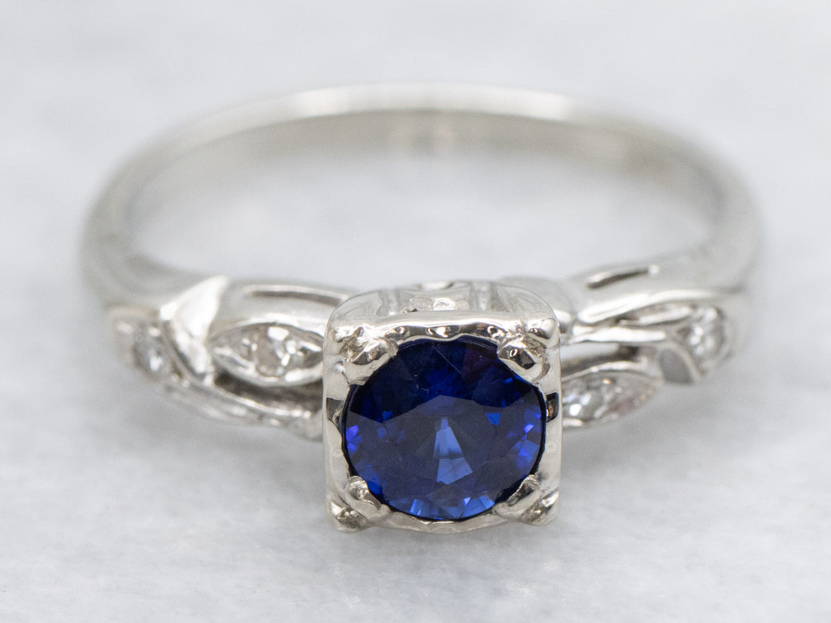1950s Sapphire and Diamond Engagement Ring
