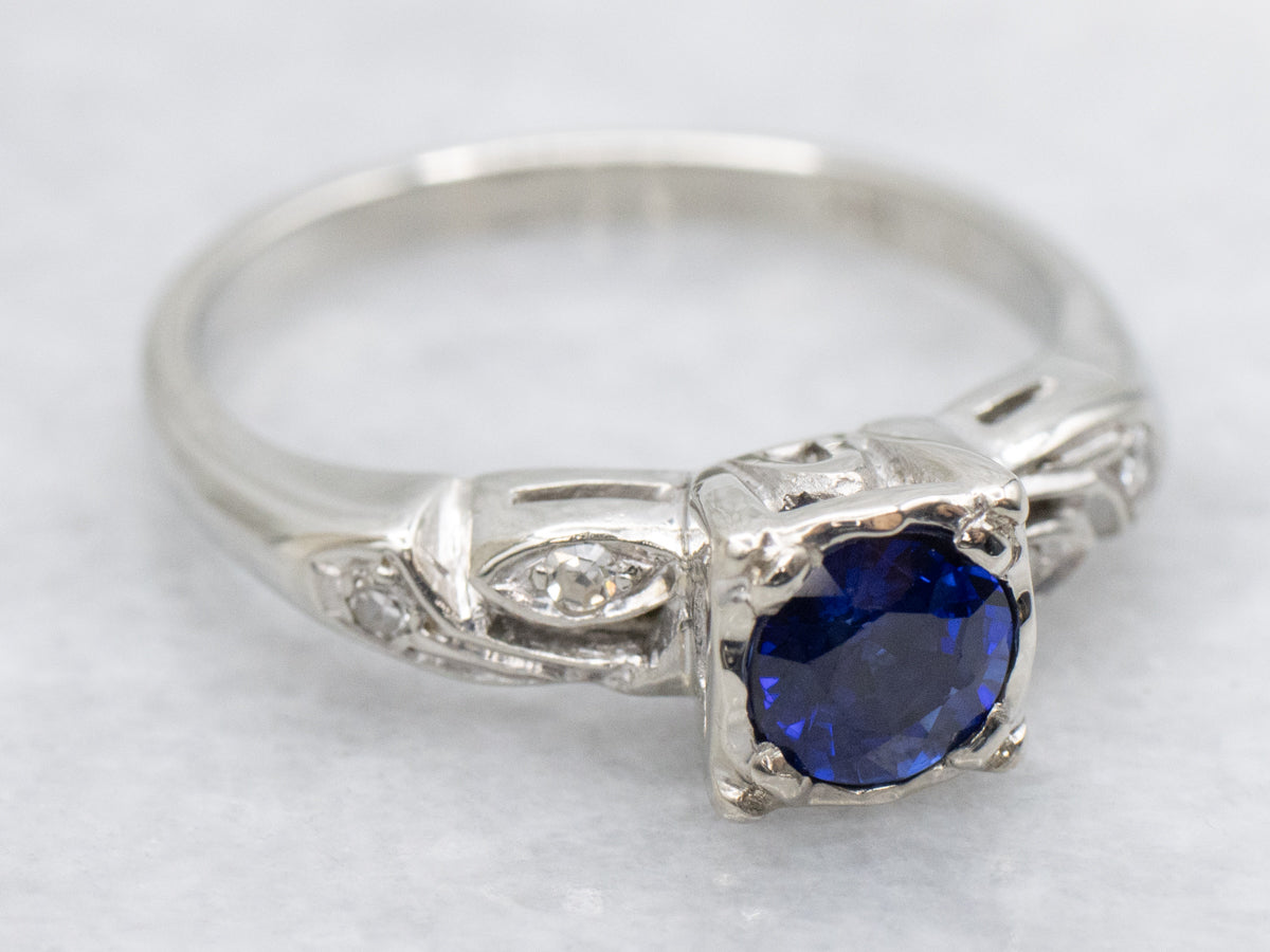 1950s Sapphire and Diamond Engagement Ring