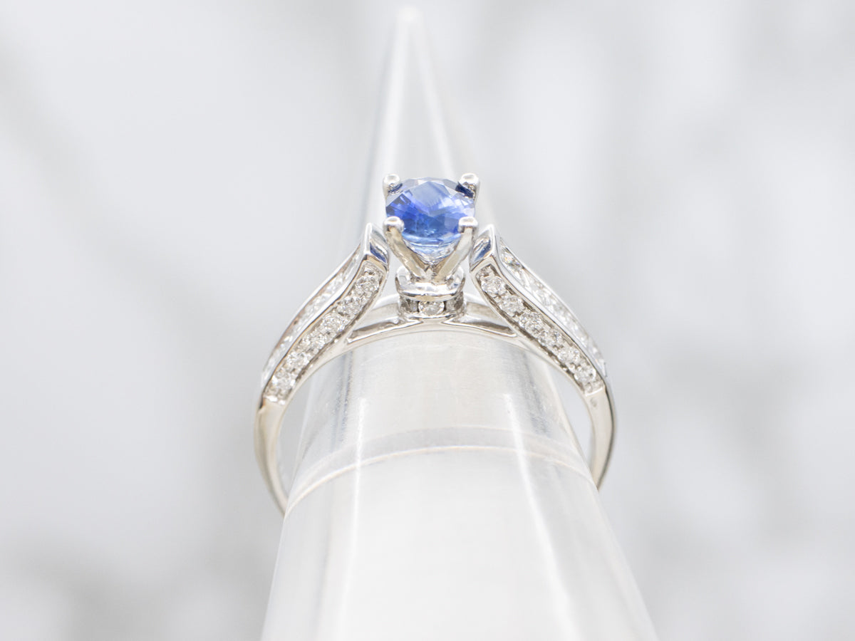Modern Sapphire and Diamond Engagement Ring