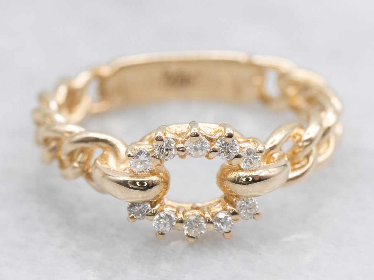 Gold Curb Link Diamond Ring